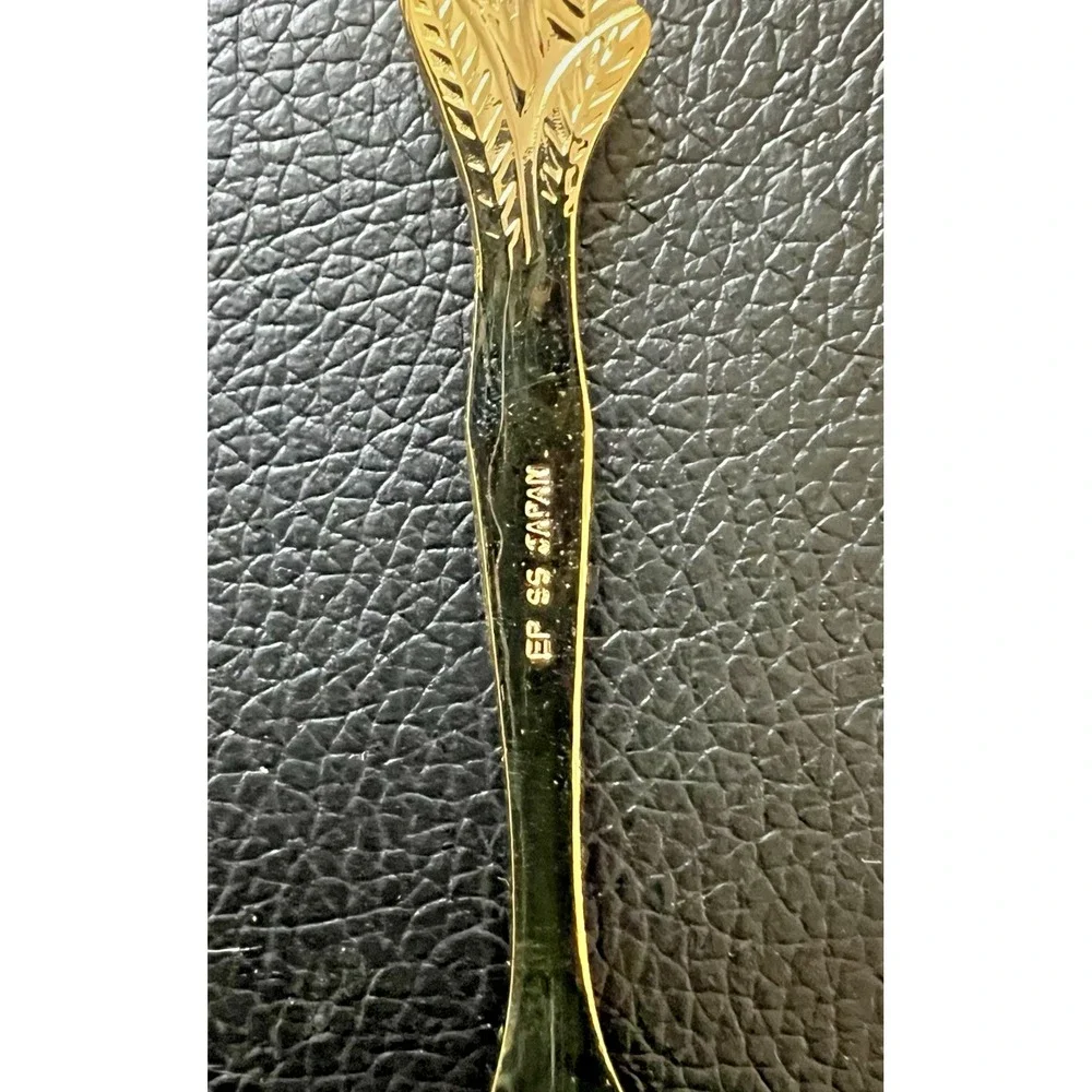 Vintage Flatware Set Gold Plated Romantic Rose Dessert 28 Pc EP SS Japan NOS